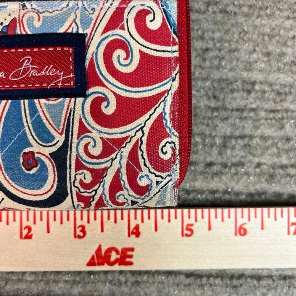 Vera Bradley Paisley Tote Bag and Matching Wallet Set Blue Red White Canvas